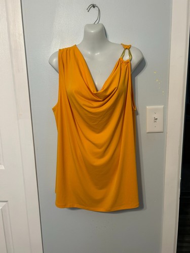 Neu mit Etikett I.N.C. Mango Daquiri ärmelloses Tanktop mit Wasserfallausschnitt/drapiertem Ausschnitt Größe XL