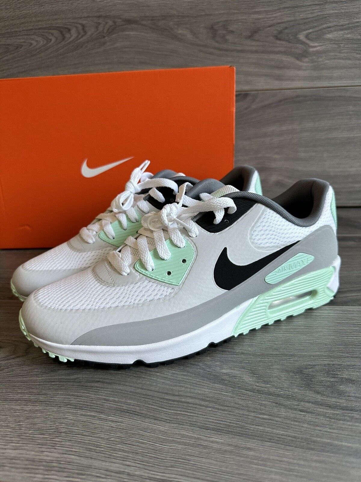 Nike Air Max 90 G Golf Shoes Cu9978-107 White Grey Black Cool Mint Mens 10 eBay