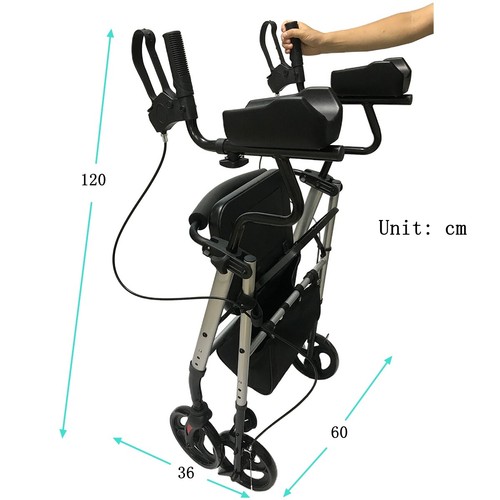 Aluminum Foldable Rollator Walking Frame Outdoor Shopping Walker Aids Mobility - Picture 21 of 32
