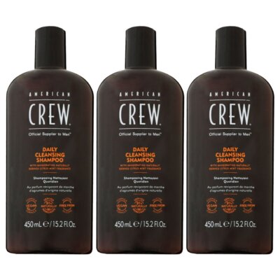 American Crew Daily Cleansing Shampoo 3 x 450 ml Reinigungsshampoo Set