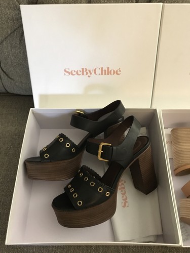 NIB See by Chloe Capurso Platform Luxury Leather Platform Sandals Size 39.5 - Picture 6 of 12