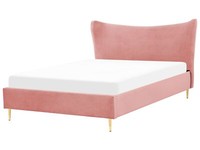 Polsterbett Samt Rosa 160 X 200 Cm Mit Goldenen Metallbeinen Modern Chaleix