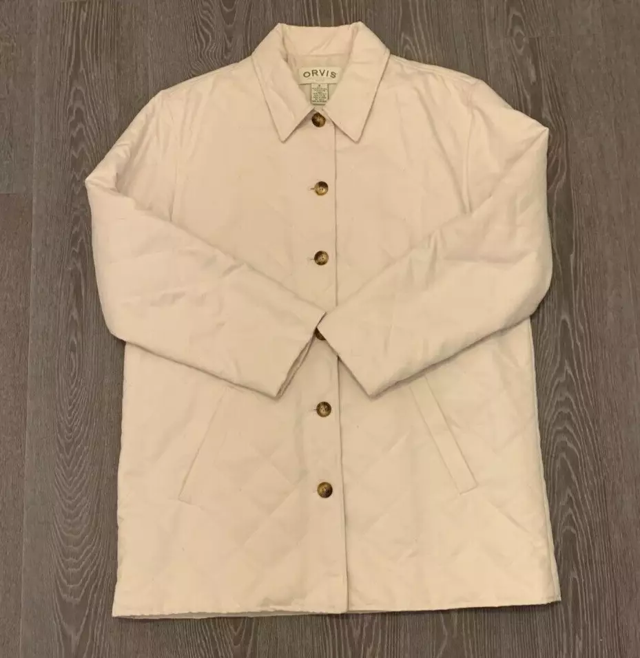 Orvis Quilted Cream Jacket Casual Mid Length Women s UK Size Medium