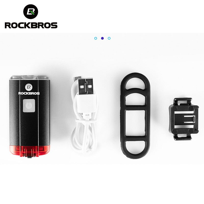 ROCKBROS Bike Headlight Rear Light 2 in 1Waterproof USB Rechargeable Light set