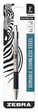 Zebra Ballpoint Stainless Steel Retractable Pen Fine Point 0.7mm Black Ink 