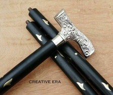 Antique Brass Victorian Decorative Derby Handle Wooden Walking Cane Stick Gift