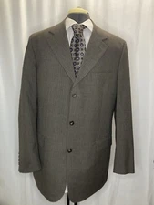 Mens 41R 45" Blazer Sport Coat Suit Jacket Beige Brown 3 Button
