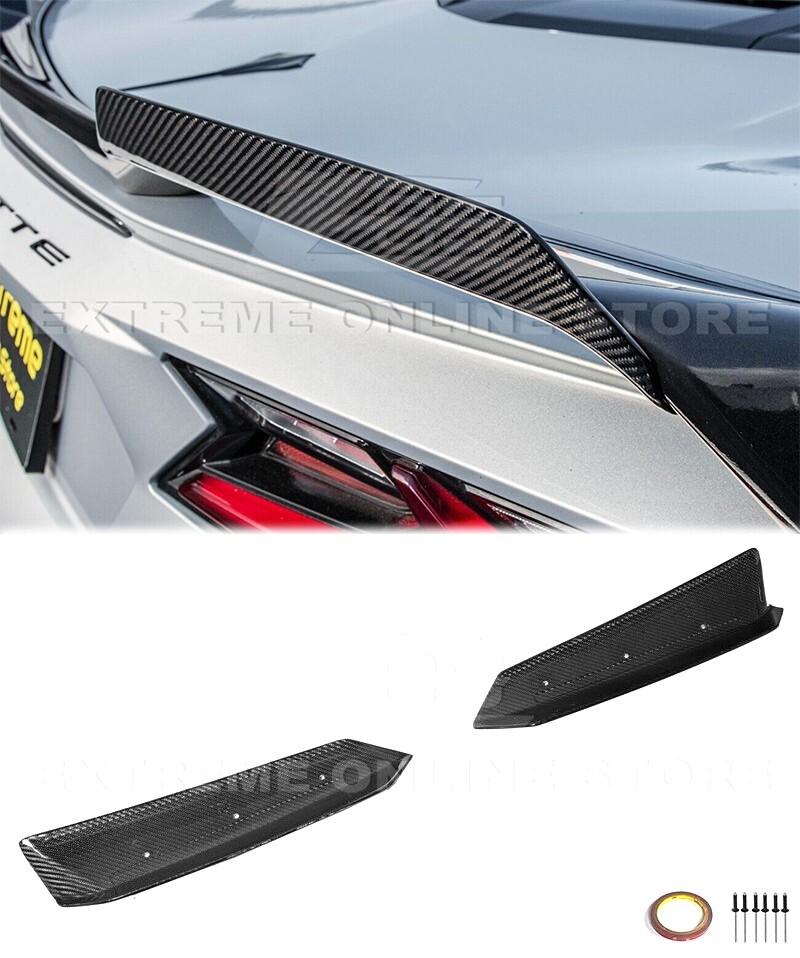 Pair CARBON FIBER Add-On Wing Wickers For 20-Up Corvette C8