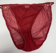 Vintage Delicates Nylon Spandex Jewel Red Sheer Mesh String Panties Size 7 Large