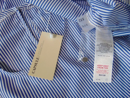 Simply Be Capsule Blue Stripe and Lace Shirt Blouse UK 14 New with Tags - Picture 5 of 6