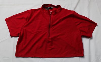Pretty Little Thing Plus Zip Up Short Sleeve Bikini Top BE5 Red Size 22 (US 18)