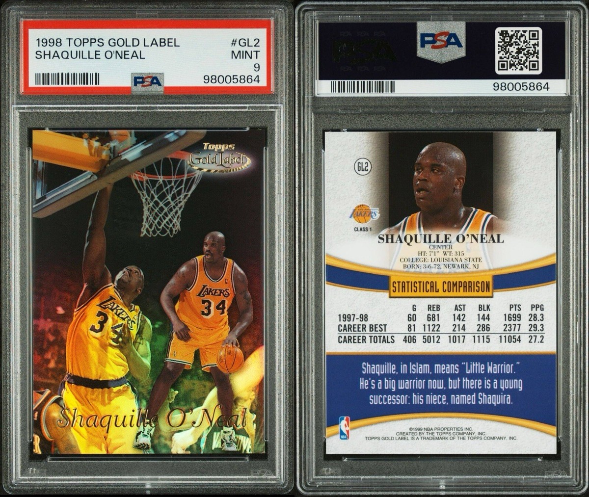 1998-99 Topps - Gold Label #GL2 Shaquille O'Neal PSA 9 | eBay