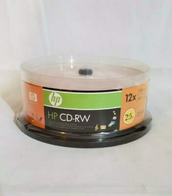 HP invent CD-RW 12X Optical Media Discs 80 Min 700 MB Orange Silver 25 ...