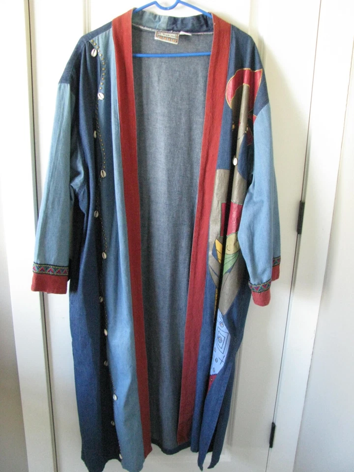 Maxi plumero estampado de madre e hijo africano con patchwork de mezclilla Molato