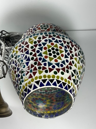 Hand Crafted Mexican Mosaic & Brass Chandelier Pendant Lamp 13 in. Hardware Inc. - Picture 9 of 11