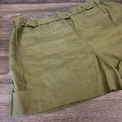 Vintage Old Navy Linen Shorts Low Rise Y2K Olive Green Wood Bead String Belt - 第 14/24 張圖片