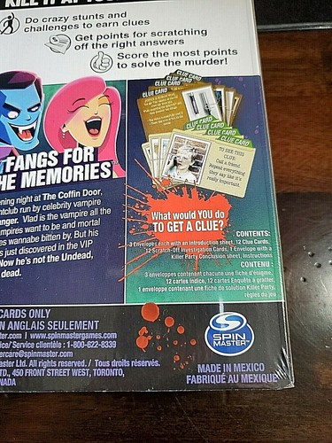 Killer Party The Social Mystery Party Game Fangs for the Memories NEW! - Picture 5 of 6