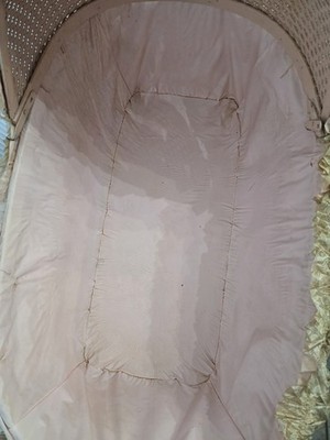 Vintage MidCentury (Mid 50s) Pink Wicker Baby Bassinet/Cradle With