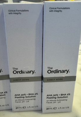 The Ordinary AHA 30% + BHA 2% Peeling Solution 1 fl oz Fragrance-Free (2 boxes)