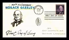 Dr Jim Stamps Horace Greeley 150Th Anniversary First Day Cover Hand Made Cachet