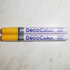 x2 Pack DecoColor Paint Marker Yellow Ink Broad Point Opaque Permanent Gloss