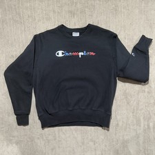 Vintage Champion Reverse Weave Men  s Sweatshirt Crewneck Spell Out Large Black