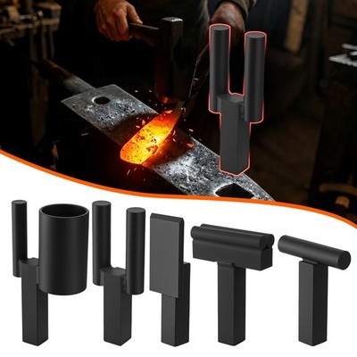 5 Piece 1'' Blacksmith Anvil Hardy Hole Tools Set Blacksmithing Forging Kit