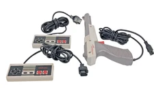 Vintage Nintendo NES-005 Zapper Gun Controller and Two NES-004 Controllers 