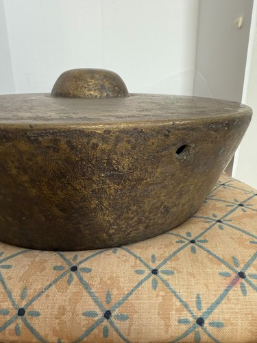 Antique Heavy Bronze Burmese Nipple Temple Gong- Original Patina - Picture 8 of 9