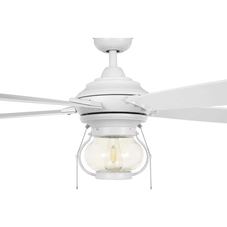 Decoradores para el hogar Raina 52 pulgadas Ventilador de techo LED para exterior blanco mate con luz Foto 4 de 4