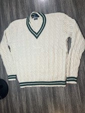 Vintage V Neck Polo Sweater Large Rare 