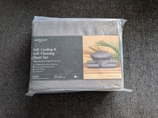 Miracle Made Luxe Cooling Silver Infused 4-Piece Sheet Set Stone Grey Full - NEW