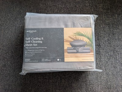 Miracle Made Luxe Cooling Silver Infused 4-Piece Sheet Set Stone Grey Full - NEW