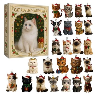 Adventskalender Katzenliebhaber 2025 mit 24 bunten Katzenfiguren festliche Deko
