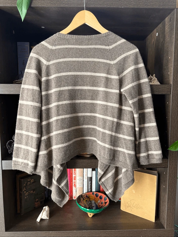 Christopher Fischer Marrón y Tostado Rayas Cachemira Frente Abierto Cárdigan Suéter Med Foto 2 de 4