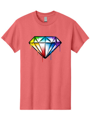 Rainbow-Diamond Mens Graphic Tee, 100% Cotton, Casual Summer Wear