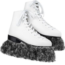 Ice Skate Guards Fuzzy Hockey Soakers for Figure Skates L Size, Gray