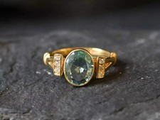2.85 Ct Oval Cut Aquamarine Ring 14k Solid Yellow Gold