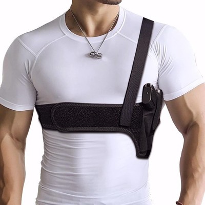 Quick Draw Shoulder Holster - single strap-Right 51''：Fits 42''-48''., biack