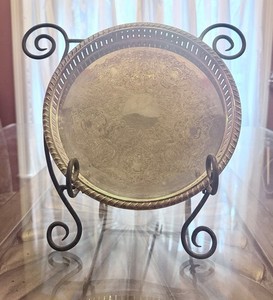 Vintage Baldwin Silverplate Serving Tray, Filigree Cutout, Centerpiece Plate
