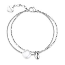 S'AGAPO WISDOM BRACCIALE DOPPIO FILO DA DONNA IN ACCIAIO CON PERLA SWI45 (3792)