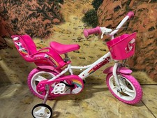 Dino 12" Kids White/Pink Unicorn Childrens Bike