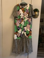 Topshop Sz 10 Dress  Great Unique Floral Colors Flutter Sleeve Maxi