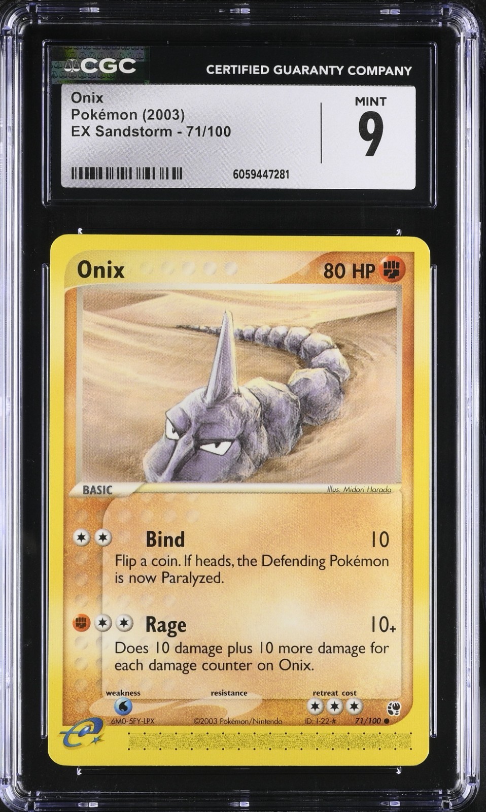 CGC 9 Onix 71/100 EX Sandstorm 2003 Pokemon Card