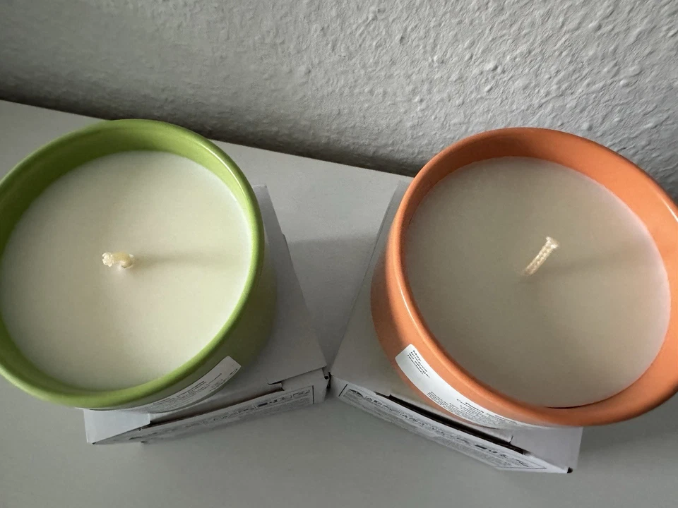 PartyLite 2x Zweifarbige Duftwachstöpfe Peach Honey-Wild Lemongrass Citronella - Bild 3 von 4
