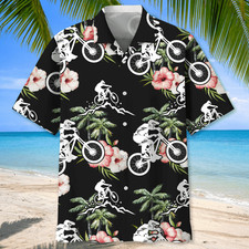 Mountain Bike Nature Flower Hawaiian Shirt Mens Hawaiian Shirt Tropical Aloha Sh