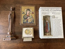 Lot of Vintage Religious items of the Virgin Mary-Plaques, statues