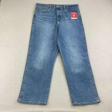 Levis Jeans Womens 14 Blue Denim Flat Front High Rise Straight Leg NWT