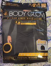BODY GLOVE INSULATION FLEECE LINED BASE LAYER SHIRT PANTS HAT BLACK SZ XL - NEW