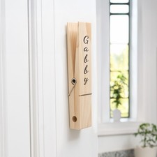 Personalized Jumbo Giant Clothespin Towel Holder, Rustic Farmhouse Wall Decor